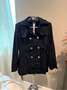 Calvin Klein Black Double-Breasted Pea Coat